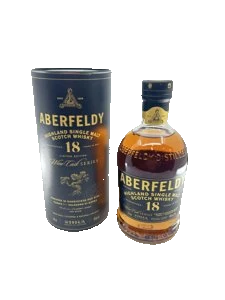 Aberfeldy 18 Year Sangiovese: original bottle and any original presentation packaging, surrounding background removed