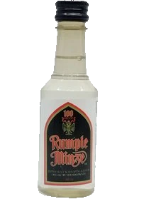 Rumple Minze Peppermint Schnapps 50ml miniature bottle with original label and background removed