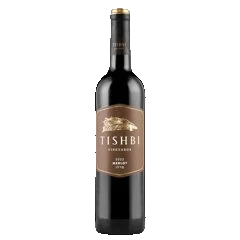 Tishbi Merlot 750ml: exact 3JMS photo isolated with product and gift packaging retained