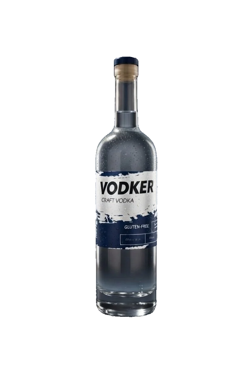 Original VODKER Craft Vodka 750ml manufacturer bottle image with background removed