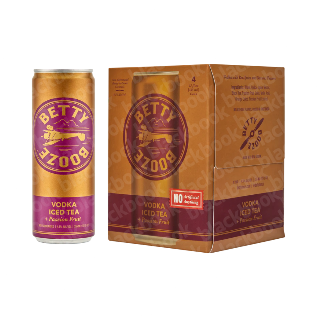 Betty Booze Passion Fruit Vodka Iced Tea  4-Pack 355ml