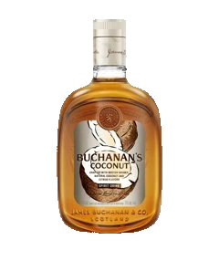 Buchanan's Coconut Whiskey original 3JMS product and boxed packaging, background removed without changing labels