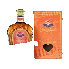 Crown Royal Peach x Juicy Couture original 3JMS product and boxed packaging, background removed without changing labels