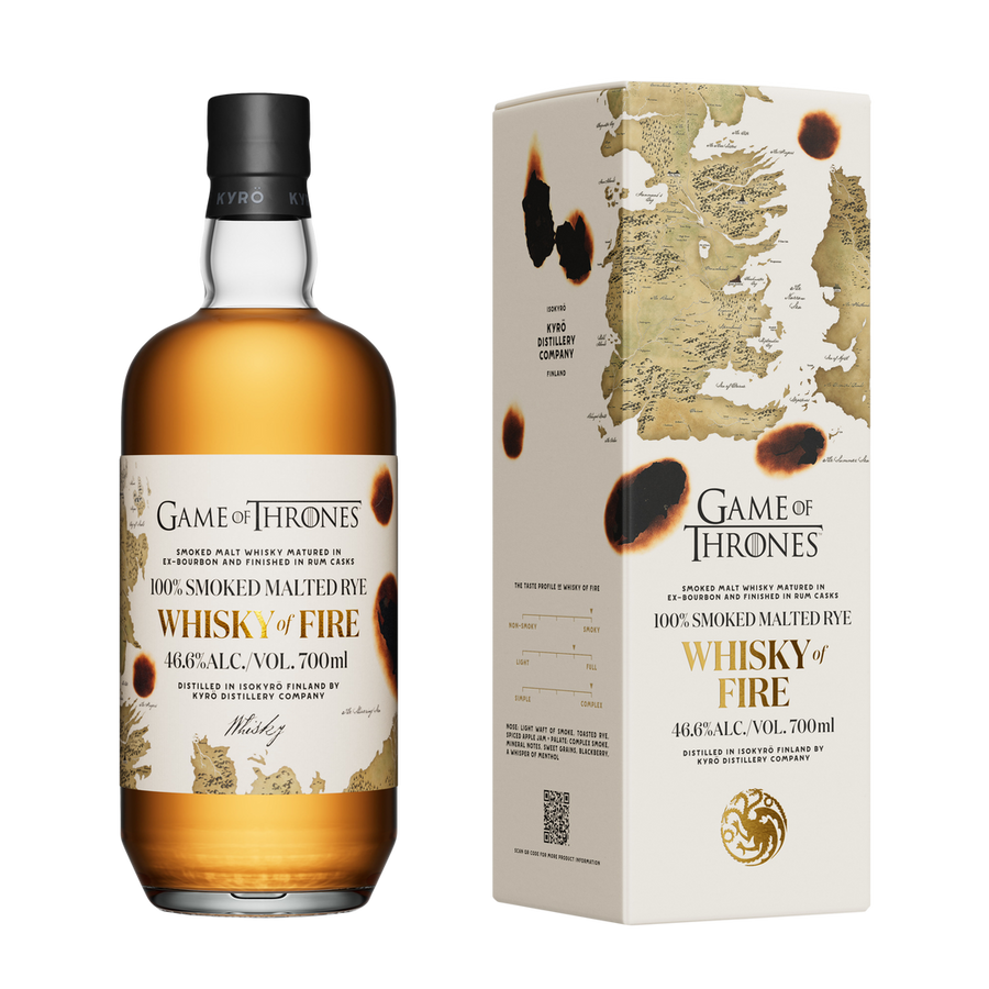 Kyrö Game of Thrones Whisky of Fire 700ml exact manufacturer bottle photo, original packaging preserved where pictured