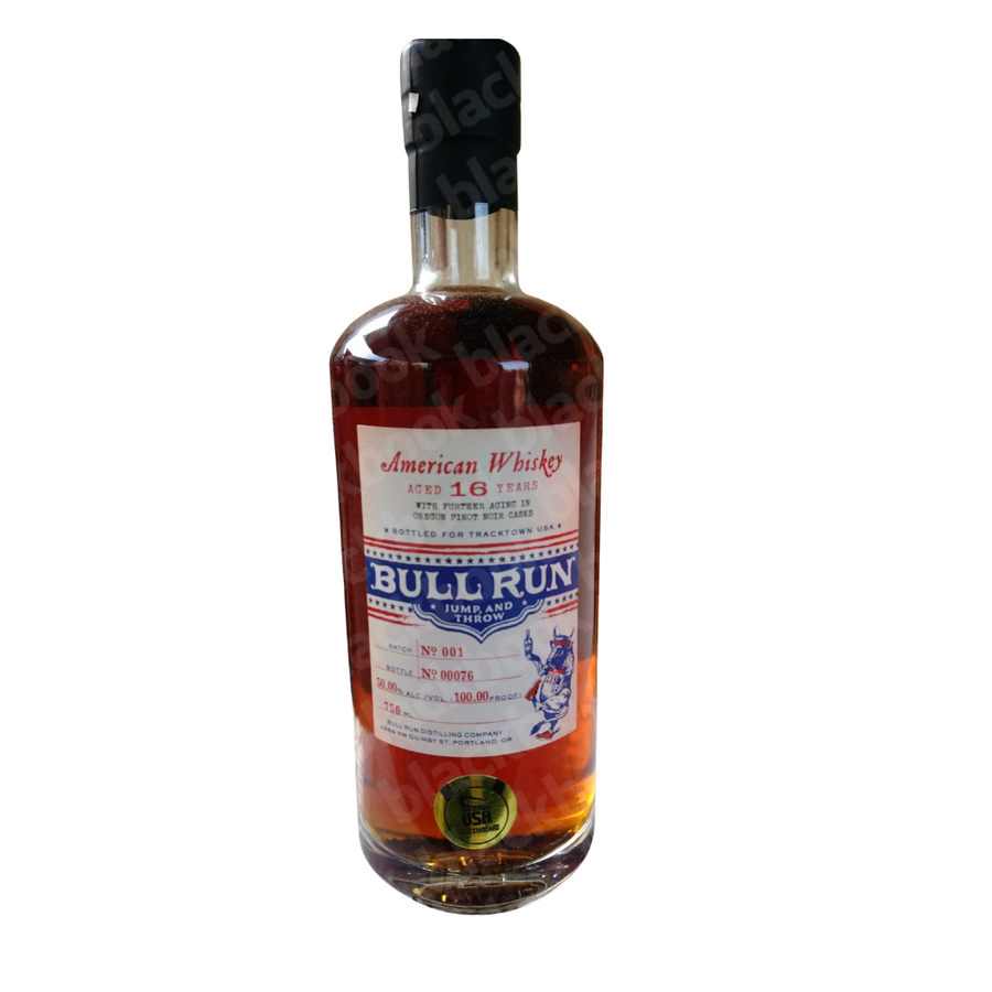 Bull Run Pinot Cask Tracktown Barrel Whiskey 16 Year 750ml bottle – Oregon whiskey finished in Pinot Noir barrels – buy online at blackbook