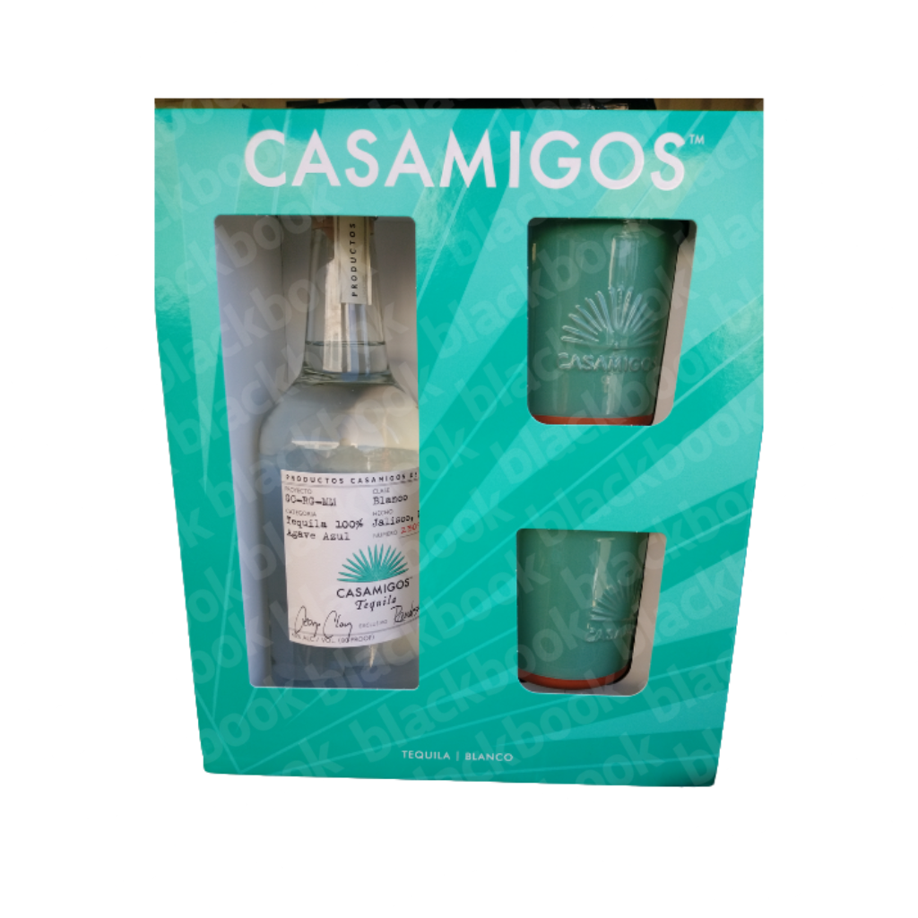 Casamigos Blanco Gift Set 750ml with two branded glasses in gift box – premium tequila blanco – buy online at blackbook