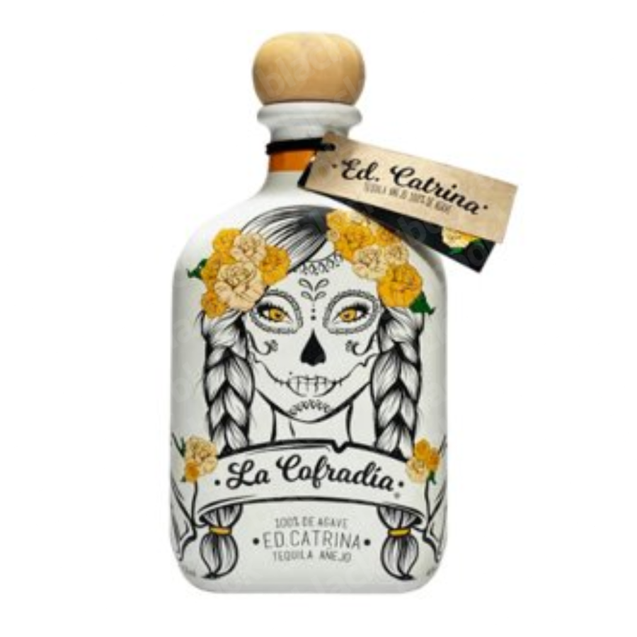 La Cofradia ED. Catrina Tequila Añejo 750ml ceramic skull bottle – aged tequila from Jalisco Mexico – buy online at blackbook