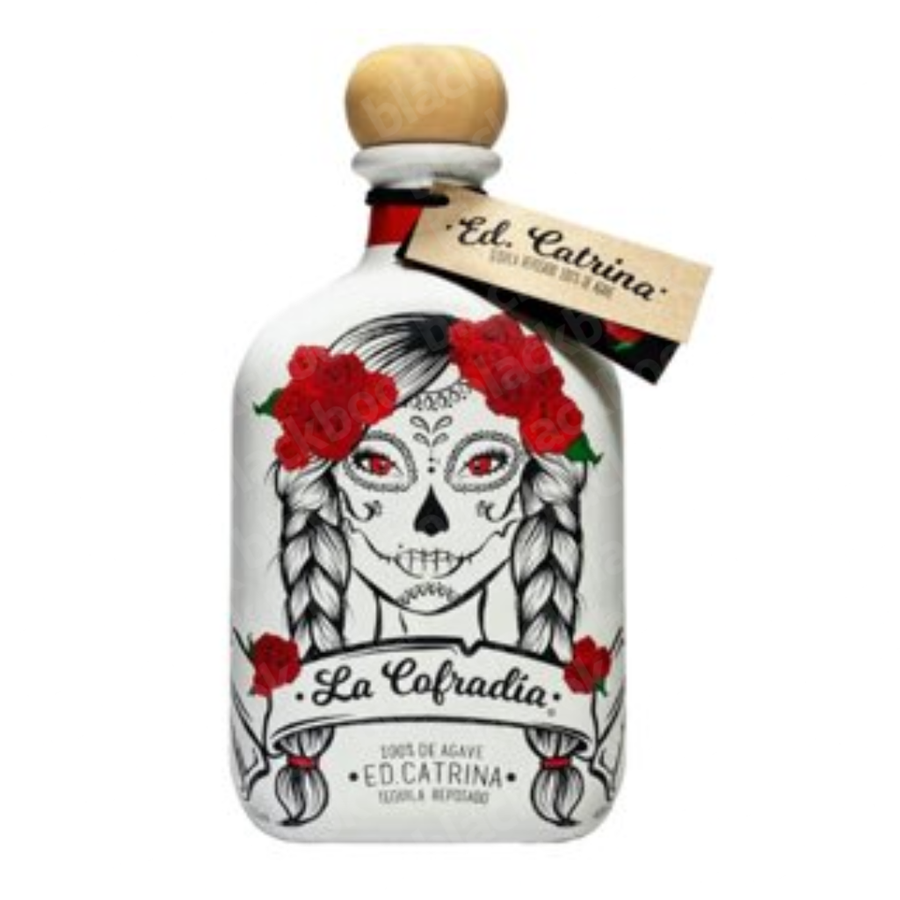 La Cofradia ED. Catrina Tequila Reposado 750ml ceramic skull bottle – oak-aged tequila from Jalisco Mexico – buy online at blackbook
