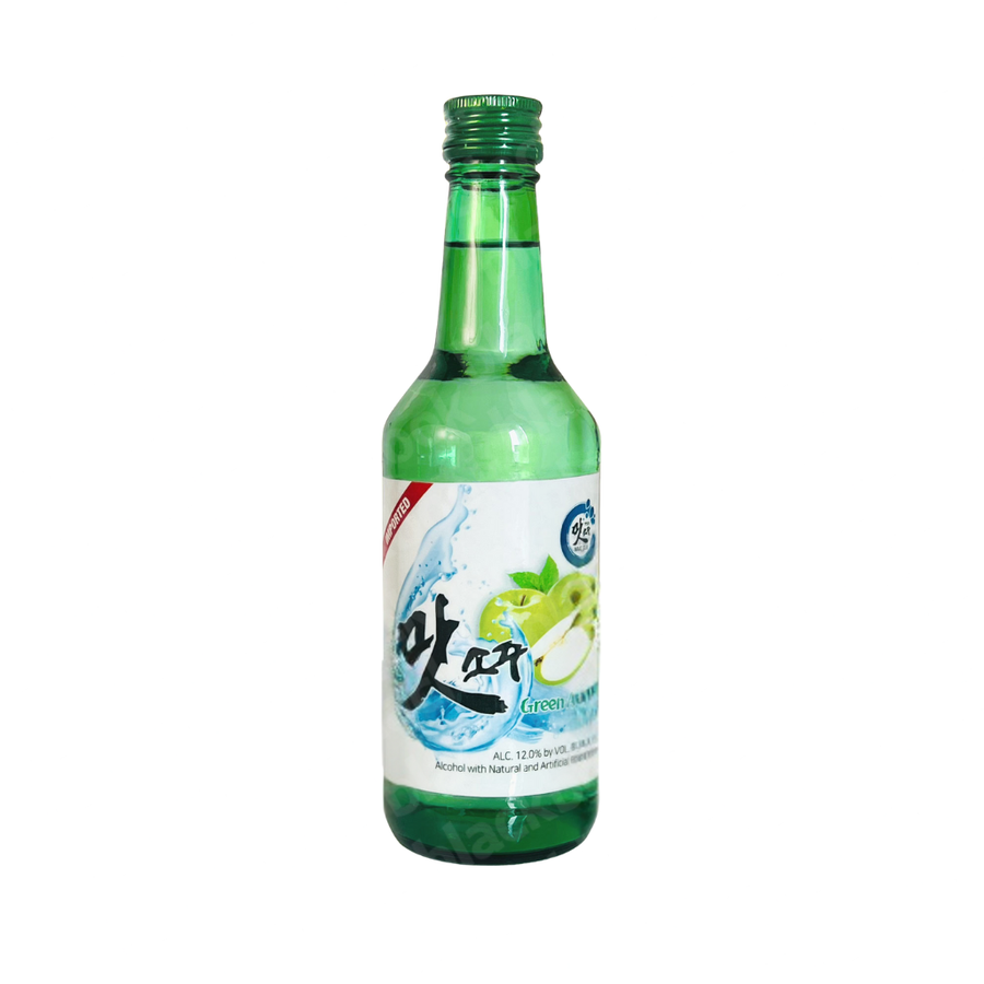 Maat Soju Green Apple 375ml bottle – flavored Korean soju with crisp green apple taste – buy online at blackbook