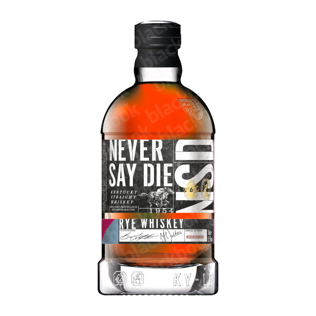 Never Say Die Rye Whiskey 700ml bottle – bold, spice-forward American rye – available to buy online from blackbook