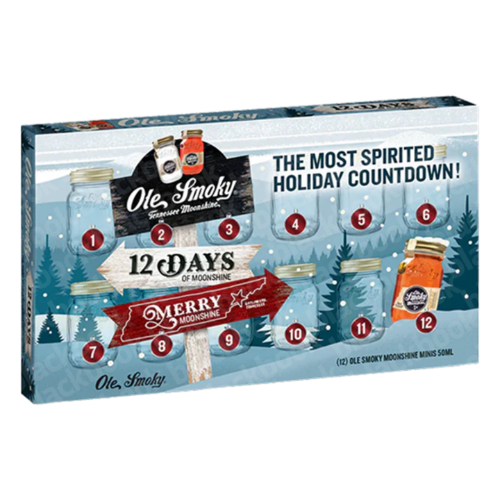 Ole Smoky 12 Days of Moonshine 12 x 50ml mini mason jar gift set – Tennessee flavored moonshine sampler – buy online at blackbook