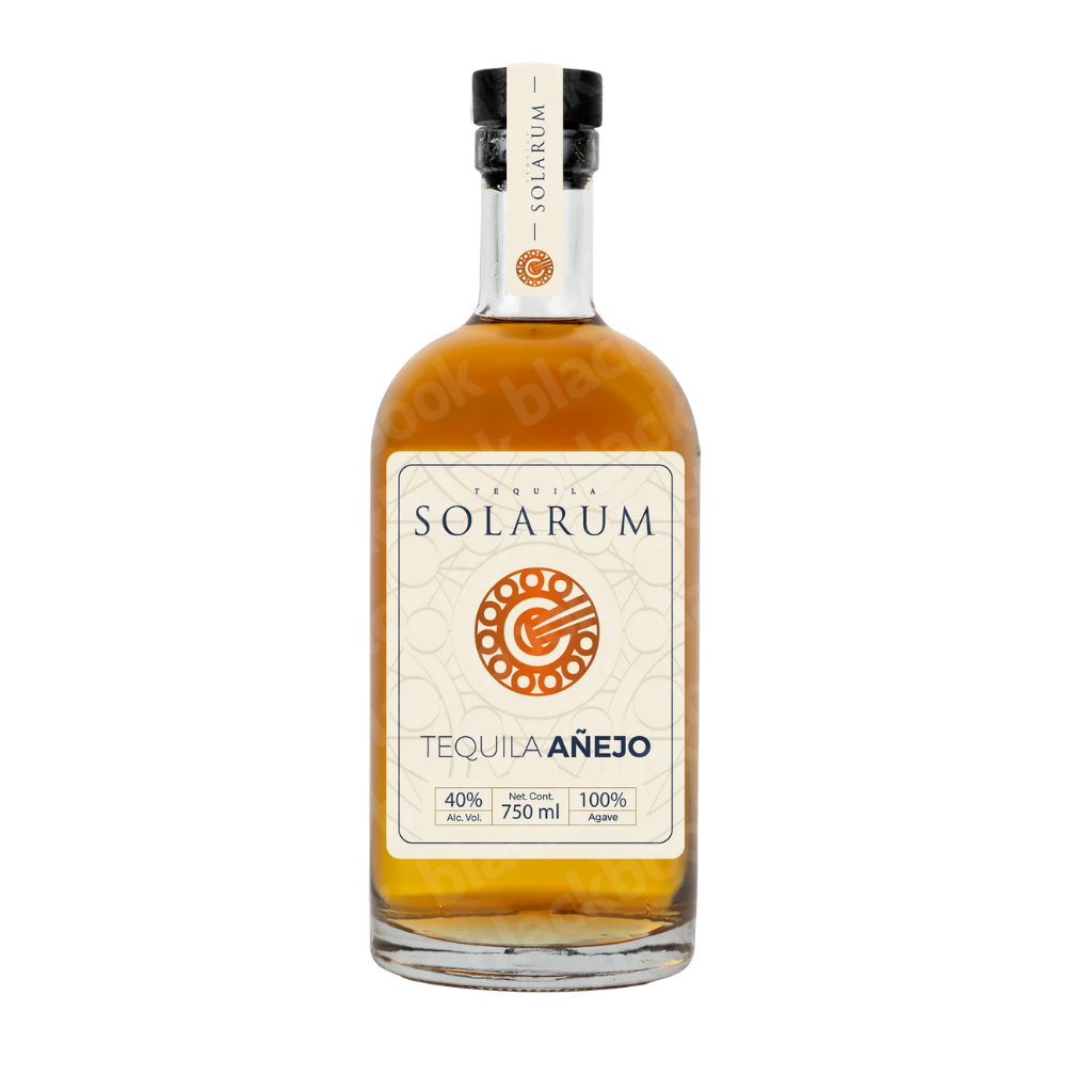 Solarum Tequila Añejo 750ml bottle – premium oak-aged 100% agave tequila – available at blackbook