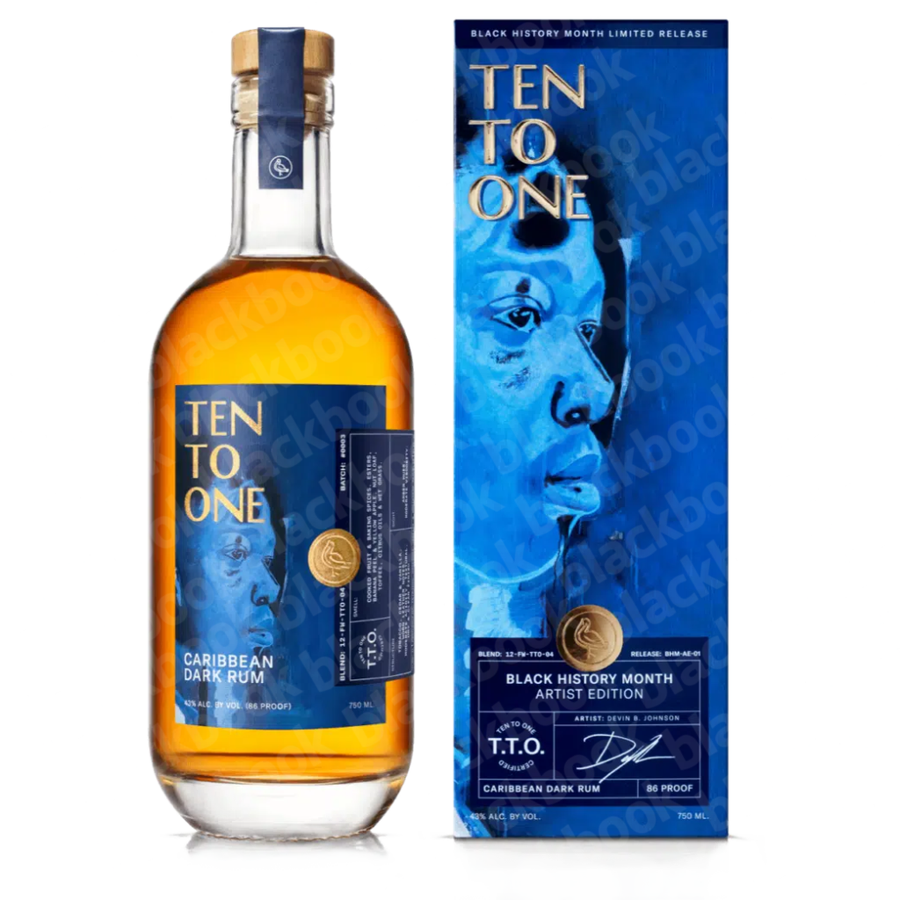 Ten To One Caribbean Dark Rum Black History Month Artist Devin B. Johnson Edition 750ml bottle – limited artist-series release – available to buy online from blackbook