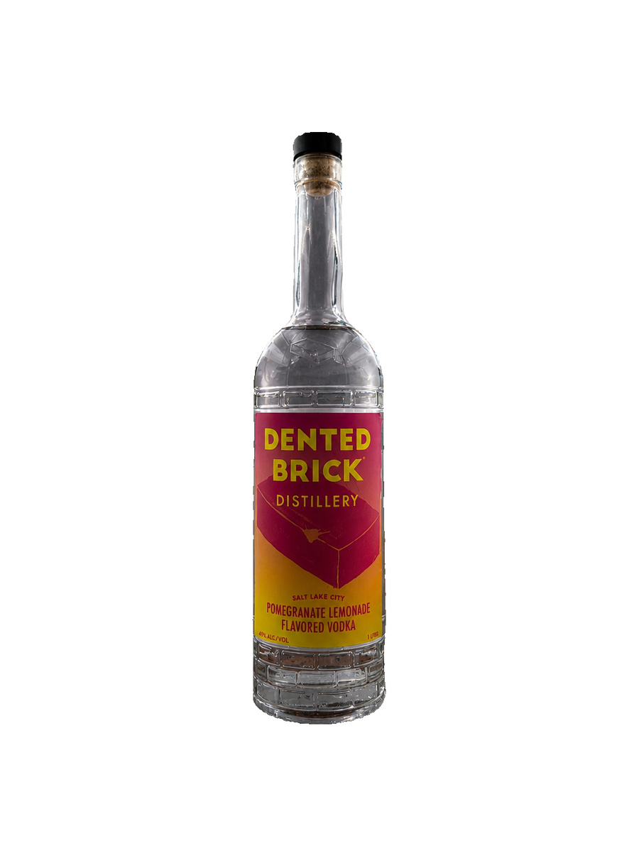 Dented Brick Pomegranate Lemonade (1L) exact original bottle and packaging, white/transparent background