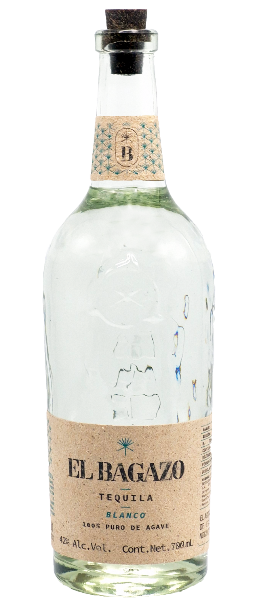 Official manufacturer photo of El Bagazo Blanco Tequila (750ml), exact bottle and packaging